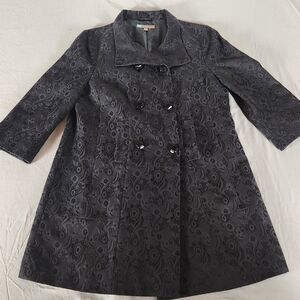 Halogen Women’s Jacquard Paisley Coat Jacket Gray Double Breasted Size L